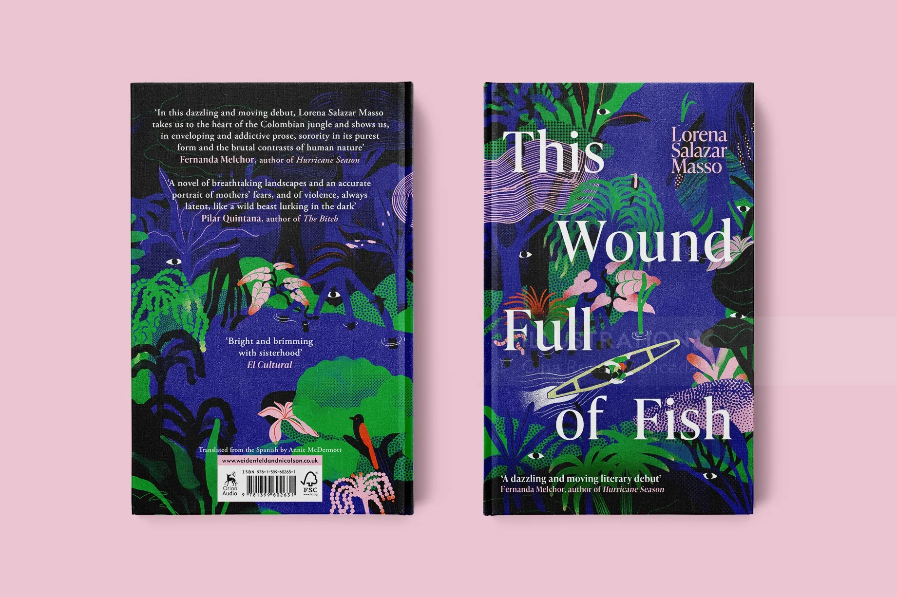 Book cover of This Wound Full of Fish with aquatic illustrations by Gina Rosas Moncada