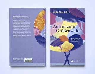 Cover of 'Aufruf zum Größenwahn' book with abstract purple and yellow design