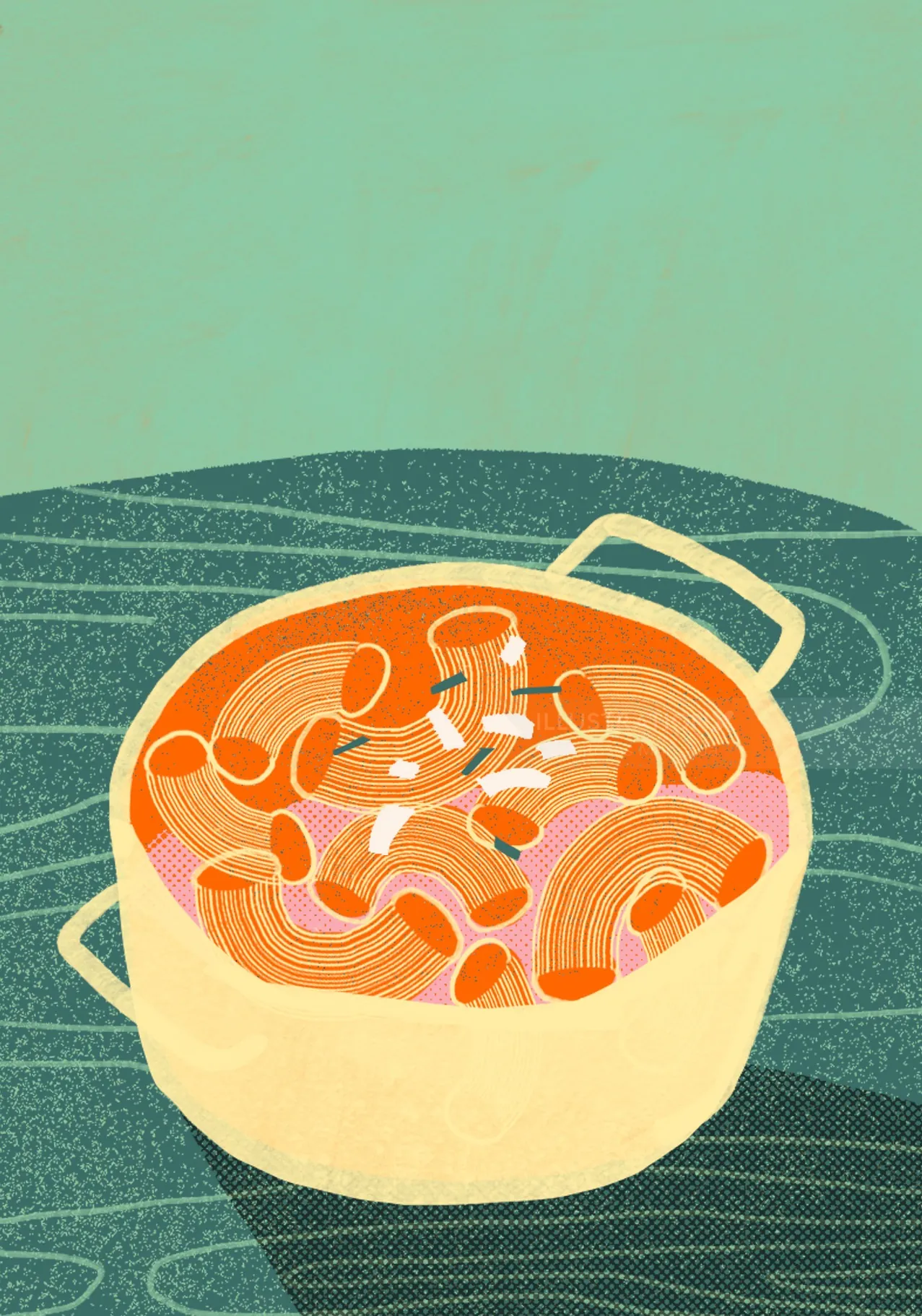 Pot of macaroni and cheese pasta on a table