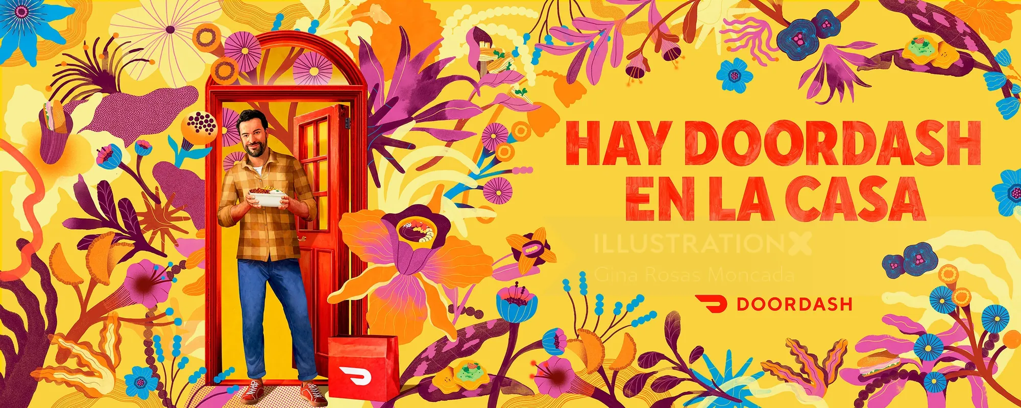 Doordash delivery with vibrant Latin culture background
