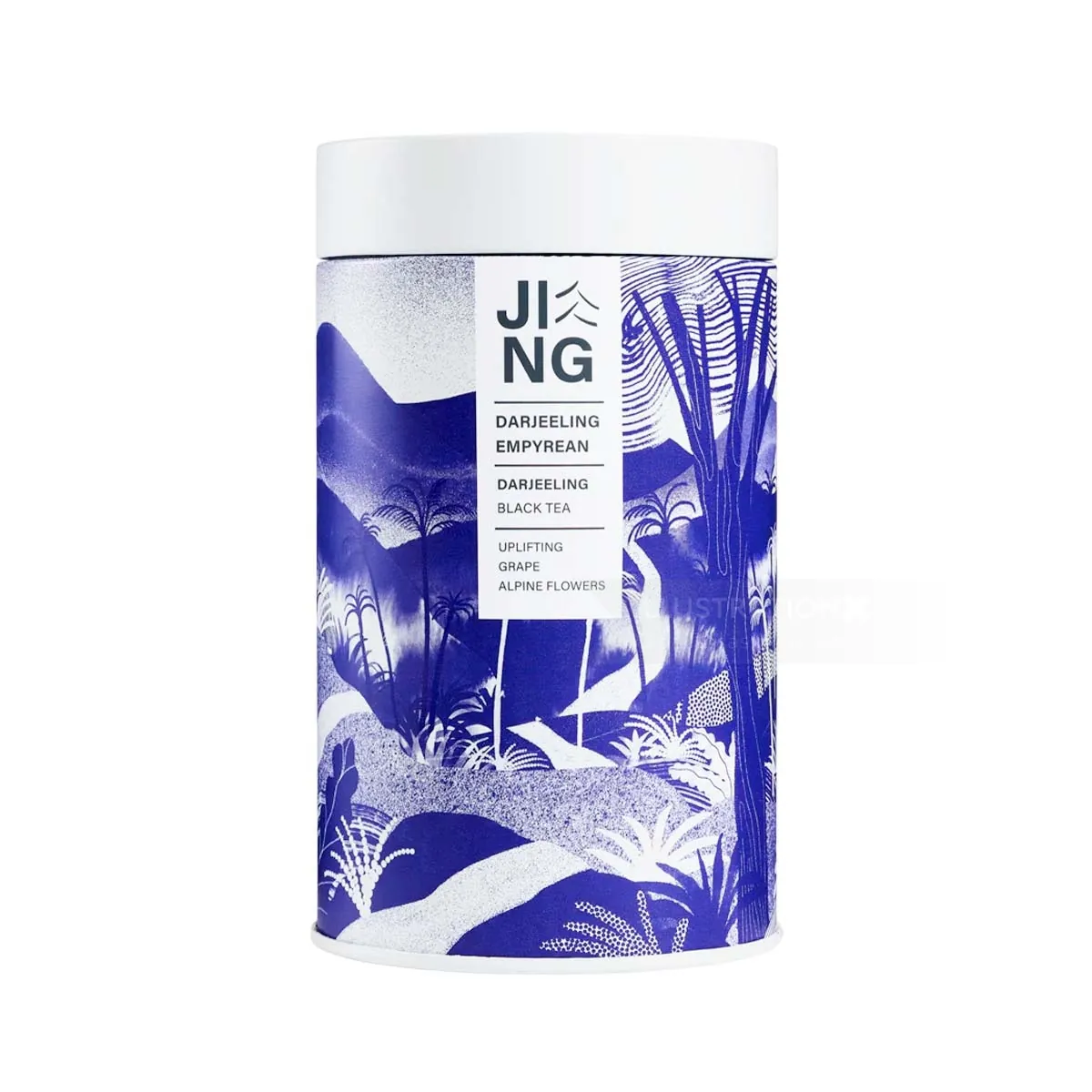 Blue and white Darjeeling tea canister by Gina Rosas Moncada