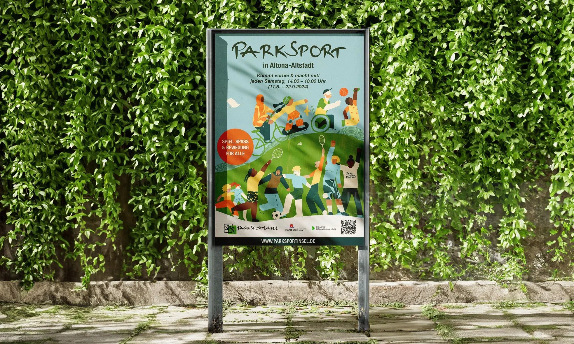 Gina Rosas Moncada artwork on an illustrated outdoor information sign