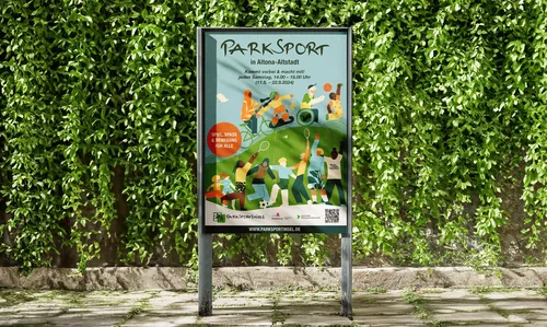 Gina Rosas Moncada artwork on an illustrated outdoor information sign