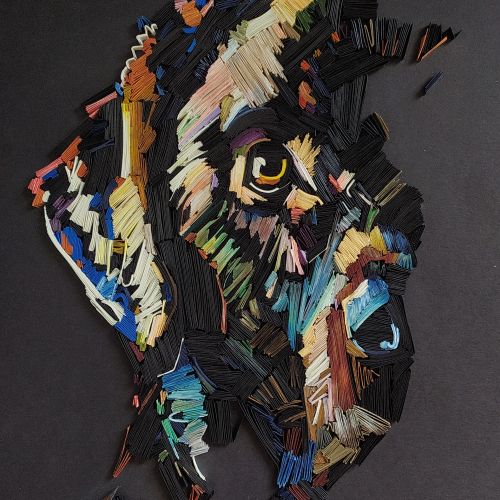 Labrador dog portrait made from colorful paper coils by Glimpsecraft