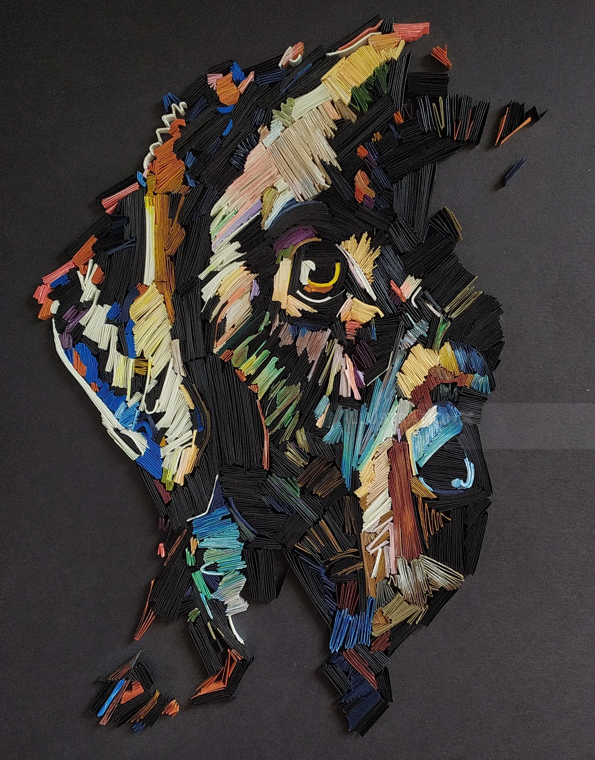 Labrador dog portrait made from colorful paper coils by Glimpsecraft