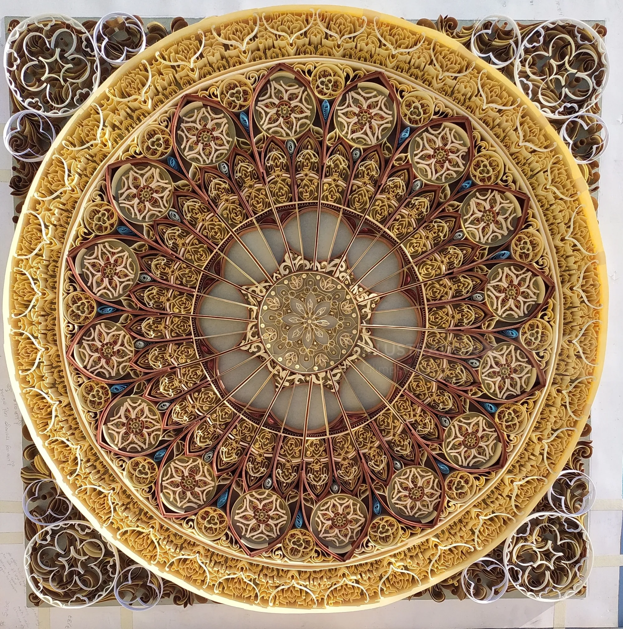 Detailed circular quilling paper art by Glimpsecraft with lace-like patterns