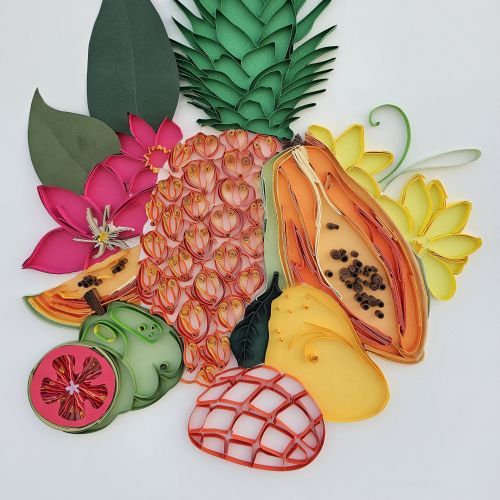 3D paper quilling artwork of tropical fruits by Glimpsecraft