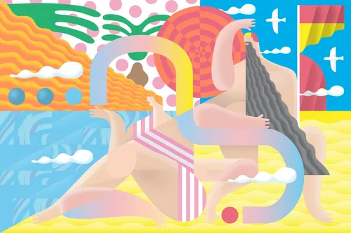 Colourful wall mural by Go Guga