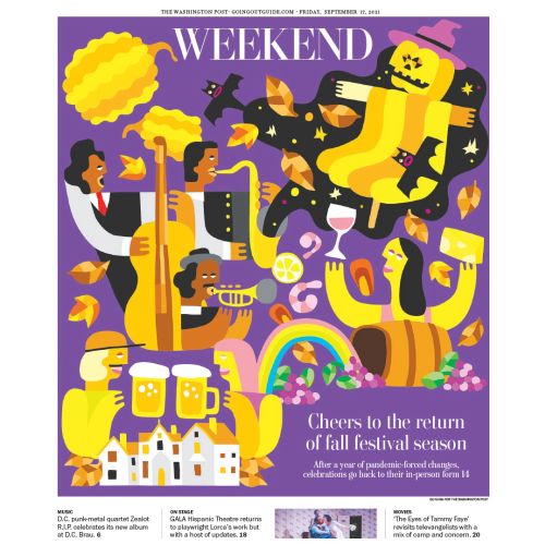 Washington Post magazine cover art featuring fall festival theme