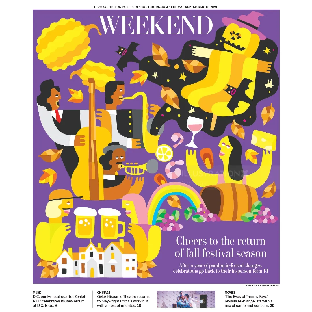 Washington Post magazine cover art featuring fall festival theme