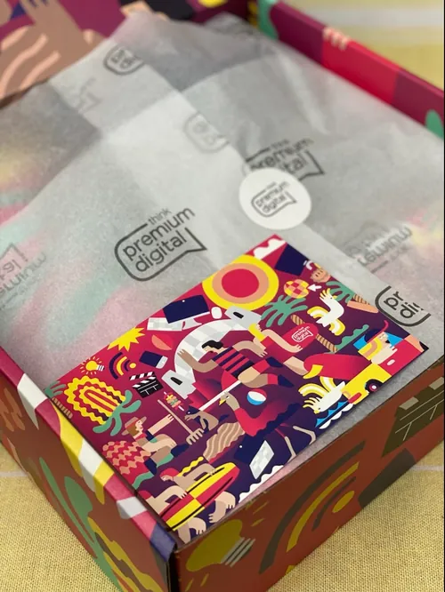 Colorful abstract packaging design for Think Premium Digital by Go Suga