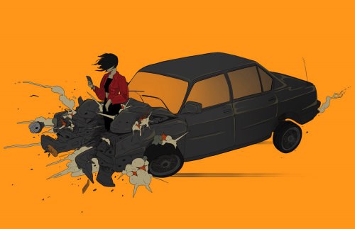 Man and car digital illustration