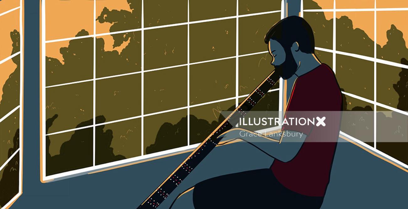 Graphic design of Playing the didgeridoo for novel