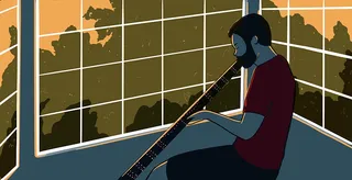 Graphic design of Playing the didgeridoo for novel