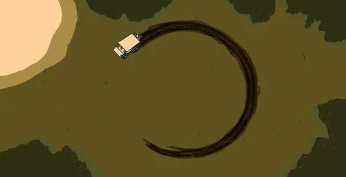 Graphic design of Trying to drive a golf cart in the rain