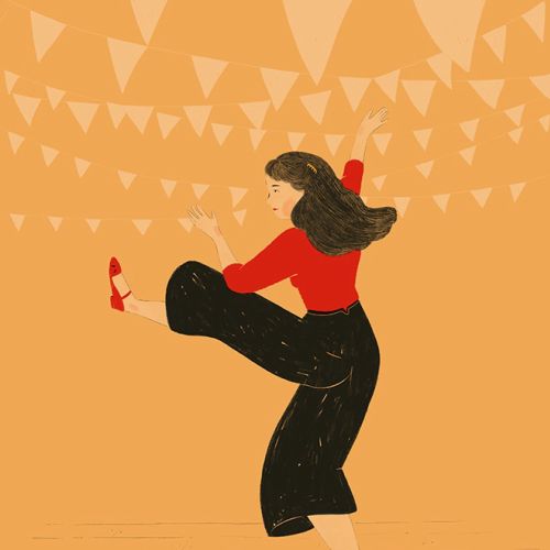 Fashion illustration of dancing girl 