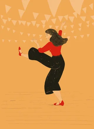 Fashion illustration of dancing girl 