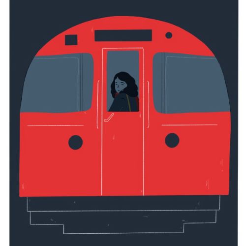 Digital painting of train traveling 