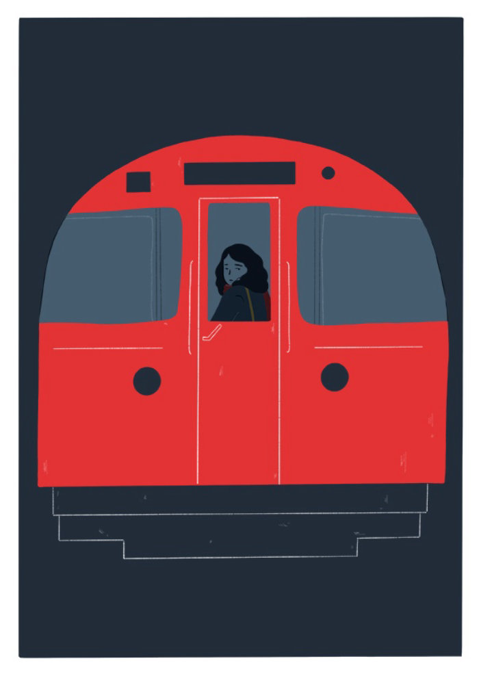 Digital painting of train traveling 