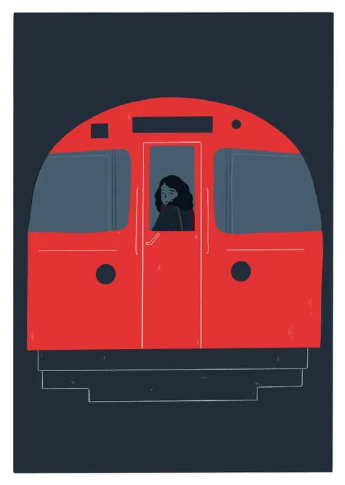 Digital painting of train traveling 