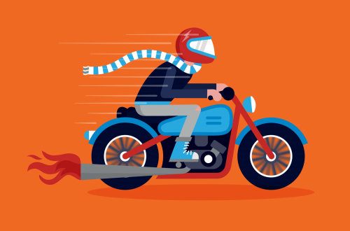 Vector illustration of man riding motorcycle
