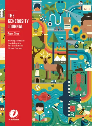 The Generosity Journal magazine cover illustration 