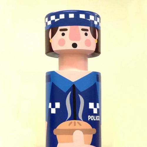 Police officer portrait on bollard