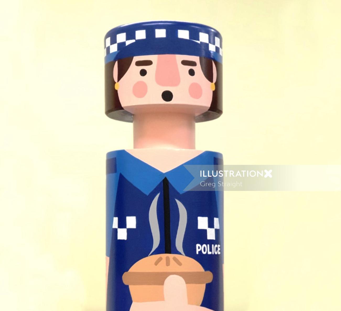 Retrato de policial no poste de amarração