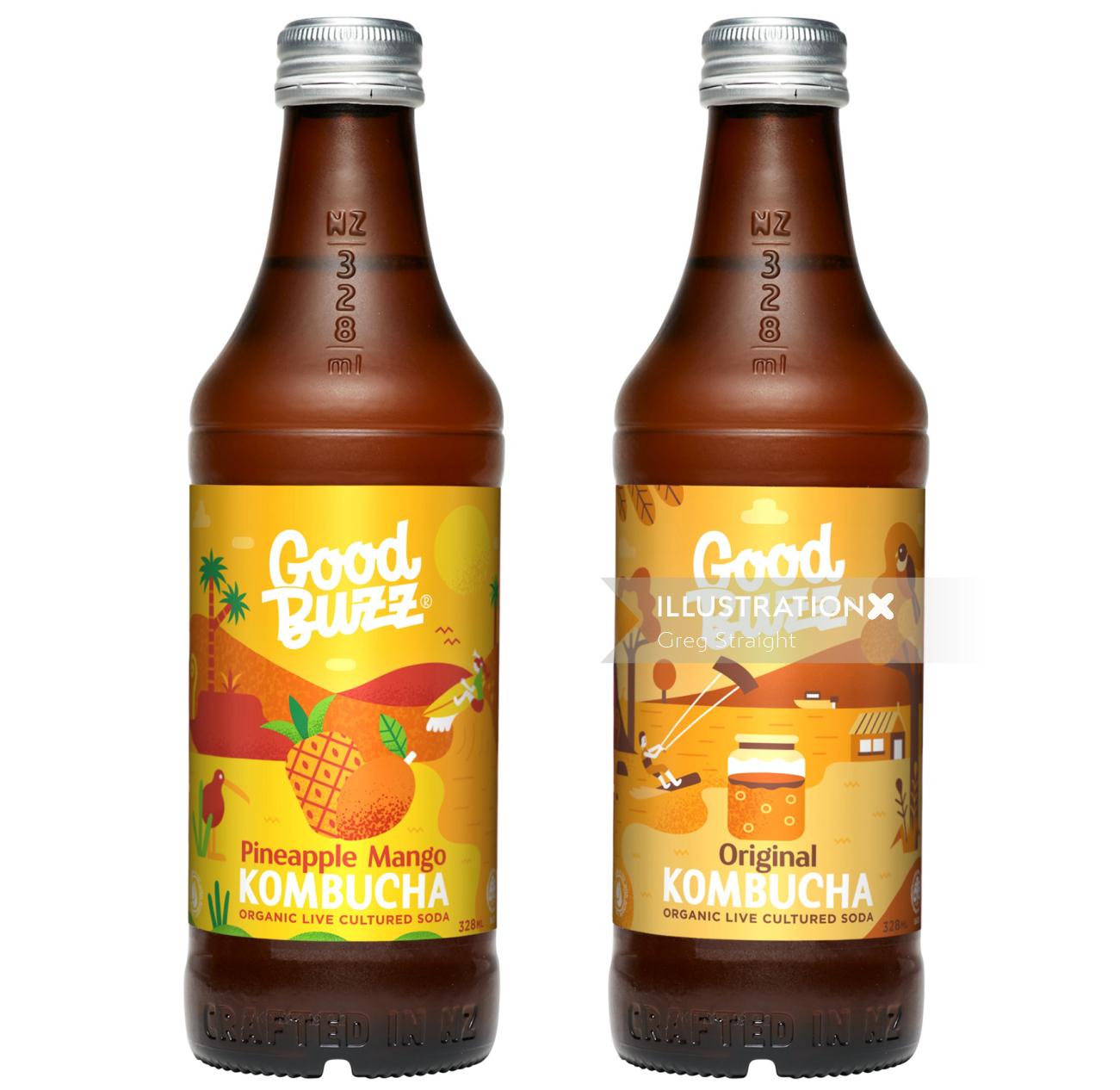 グッド Bwzz パイナップル マンゴーとオリジナルの昆布茶のパッケージ イラスト