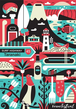 Taranaki feast festival poster illustration 