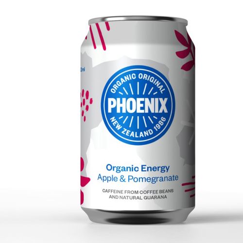 Packaging of Phoenix Organic Energy drinks