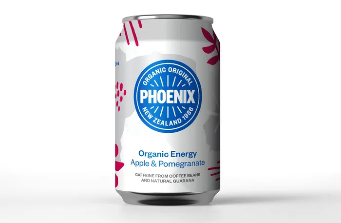 Packaging of Phoenix Organic Energy drinks