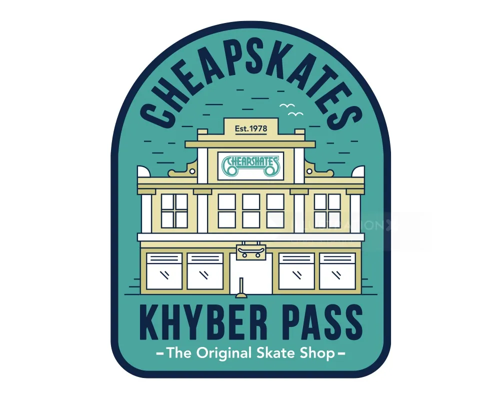 Vintage-style skate shop building at Khyber Pass by Greg Straight