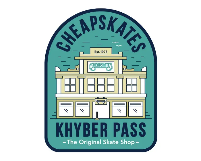 Vintage-style skate shop building at Khyber Pass by Greg Straight