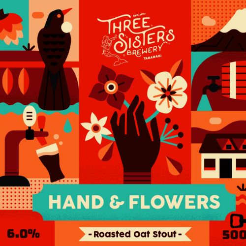 Label illustration of Three Sisters Brewery 