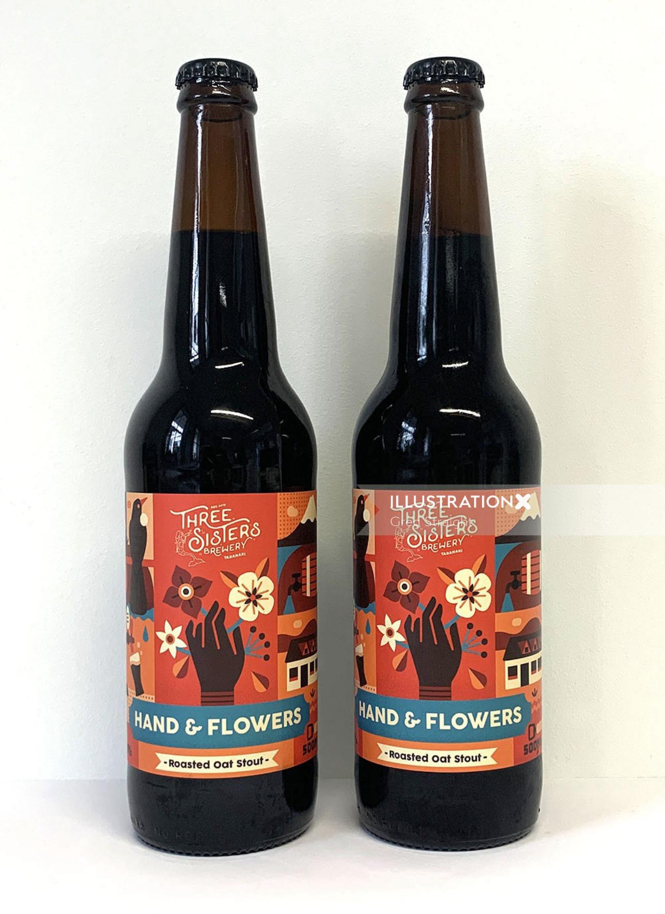 Packaging illustration of Three Sisters Brewery 