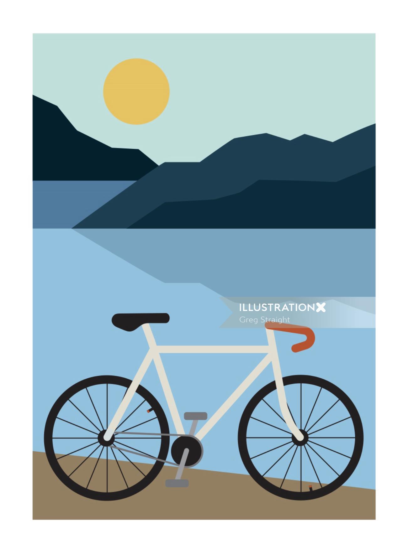 Illustration of bicycle ride at Lakeside  