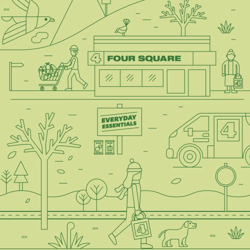 Map illustration of Four Square supermarket NZ