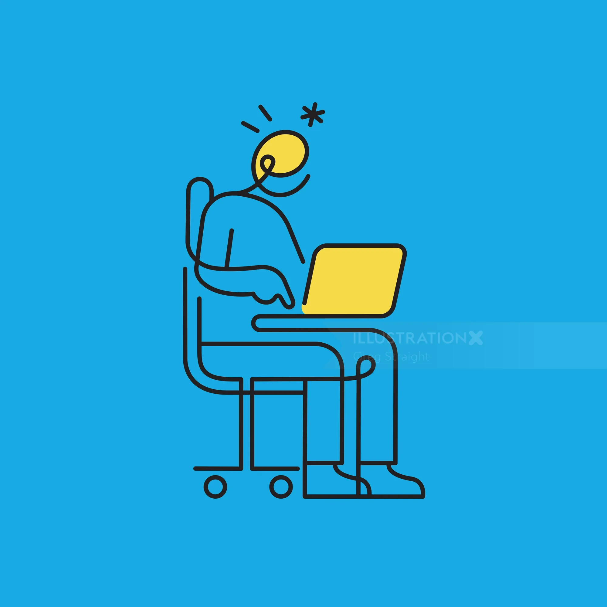 Minimalist illustration of person working on laptop by Greg Straight