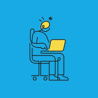 Minimalist illustration of person working on laptop by Greg Straight