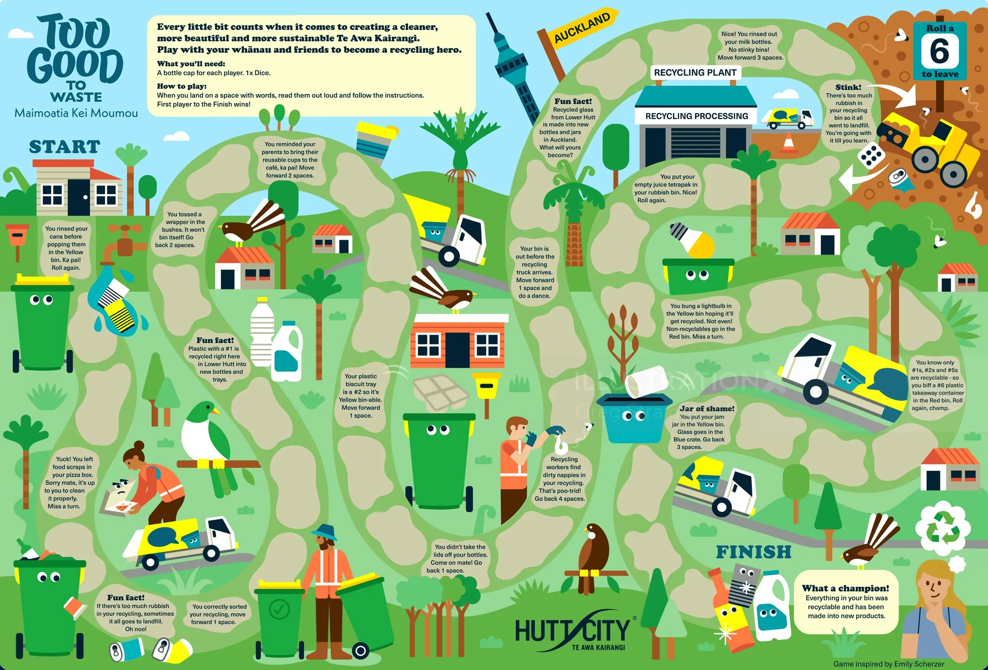 Illustrated food waste reduction board game by Greg Straight