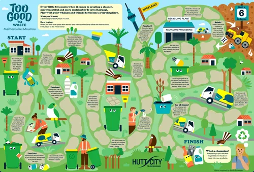 Illustrated food waste reduction board game by Greg Straight