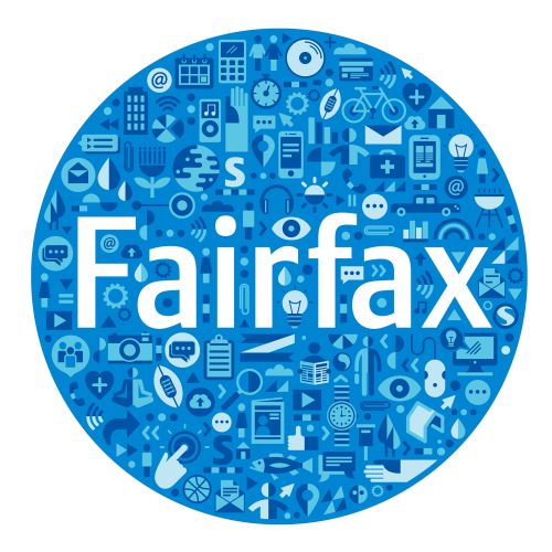 Blue circular technology icons with the word Fairfax in the center by Greg Straight