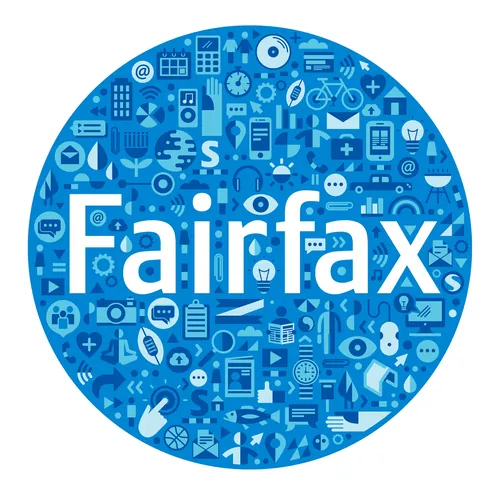 Blue circular technology icons with the word Fairfax in the center by Greg Straight