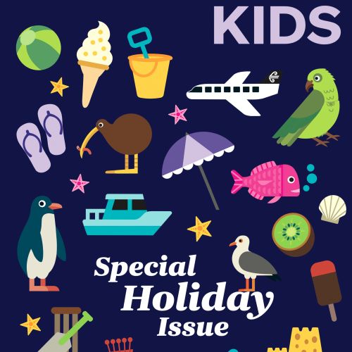 Holiday-themed cover with summer icons and animals by Greg Straight