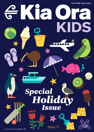 Holiday-themed cover with summer icons and animals by Greg Straight