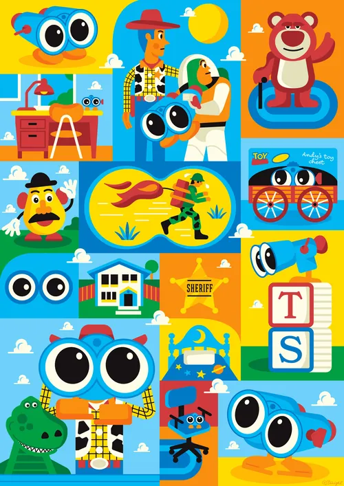Toy Story characters and icons collage by Greg Straight