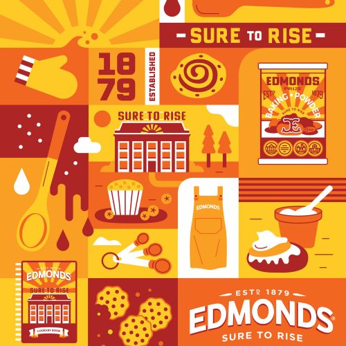 Illustration of Edmonds baking products and utensils by Greg Straight