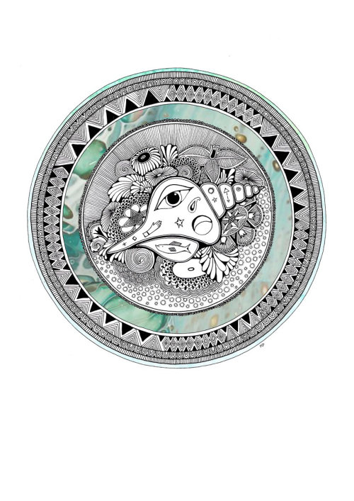 Graphique décoratif de l&#39;océan avec des coquillages et des poissons