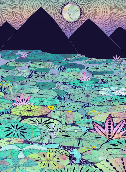 Decorative nature with hills

